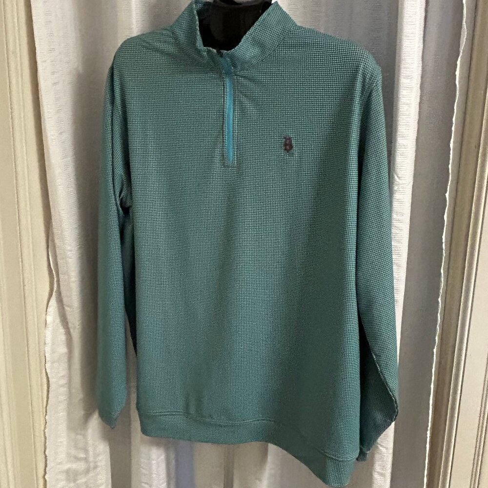 Men's Peter Millar Butler CC Logo Windbreaker Teal & Brown EUC